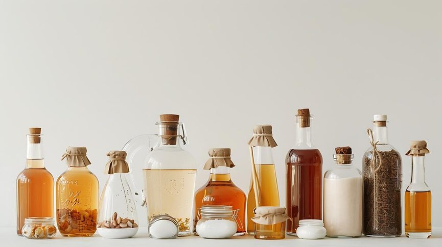 Mains préparant un soin naturel avec des huiles et des poudres